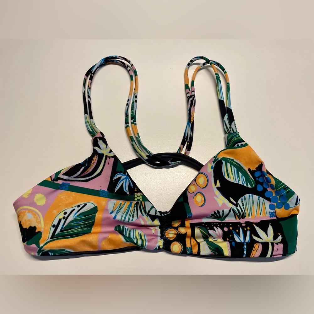 Patagonia Reversible Seaglass Bay Bikini Top, XS, Black / Island Seeds Mauve